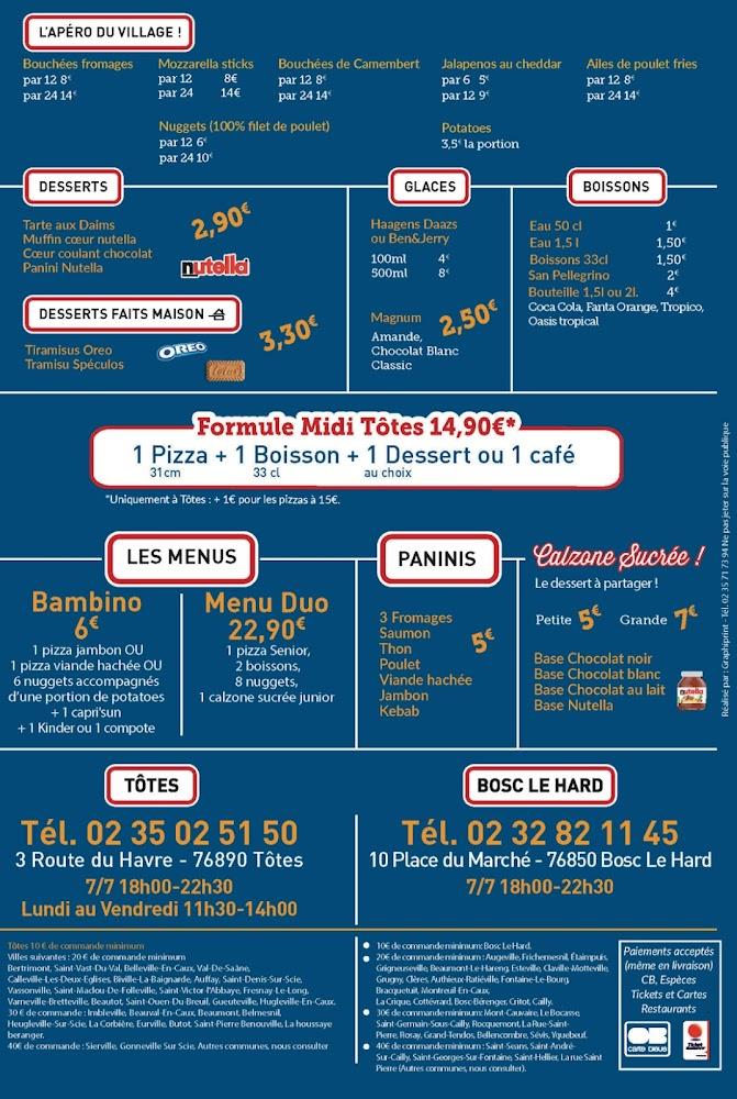 PIZZA VILLAGE- Bosc-Le-Hard - Menu Image 3